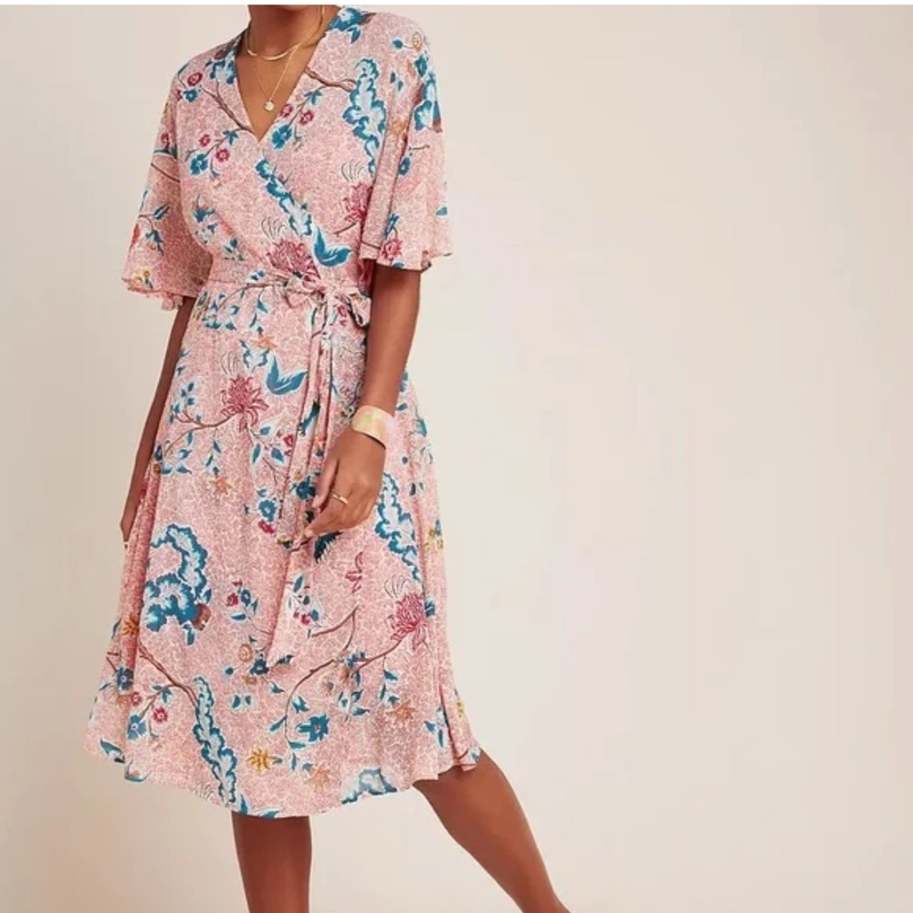 ANTHROPOLOGIE WRAP DRESS by MAEVE Size S slip incl’d. Excellent condition.